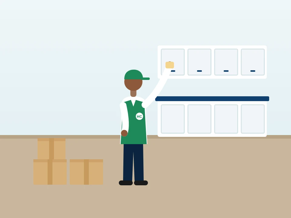 Illustration of a move-in clean: wiping kitchen cabinets before the boxes are unpacked in Mott Haven & Port Morris, New York