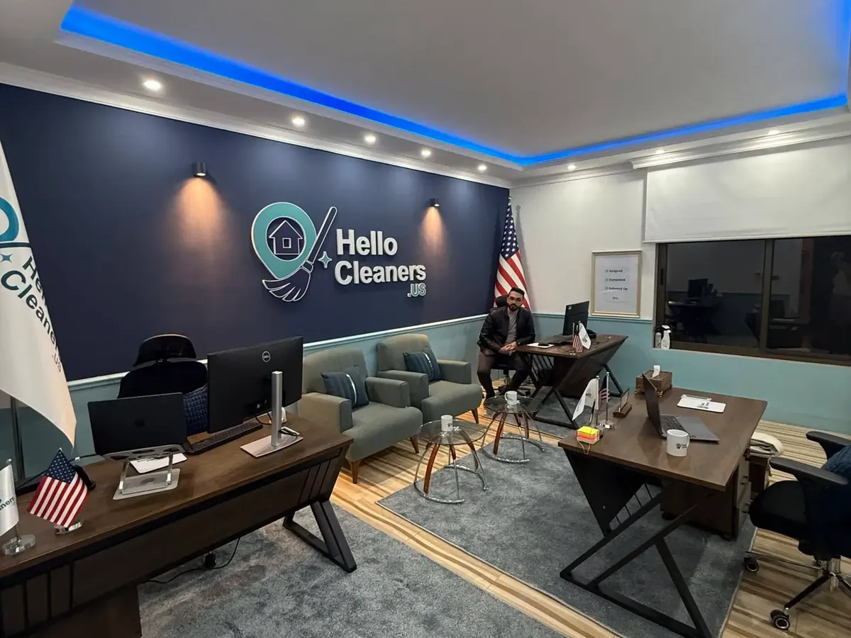 The Hello Cleaners team at the Hello Cleaners office