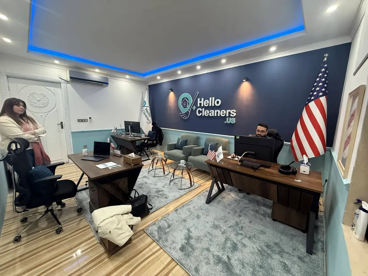 The Hello Cleaners team at the Hello Cleaners office