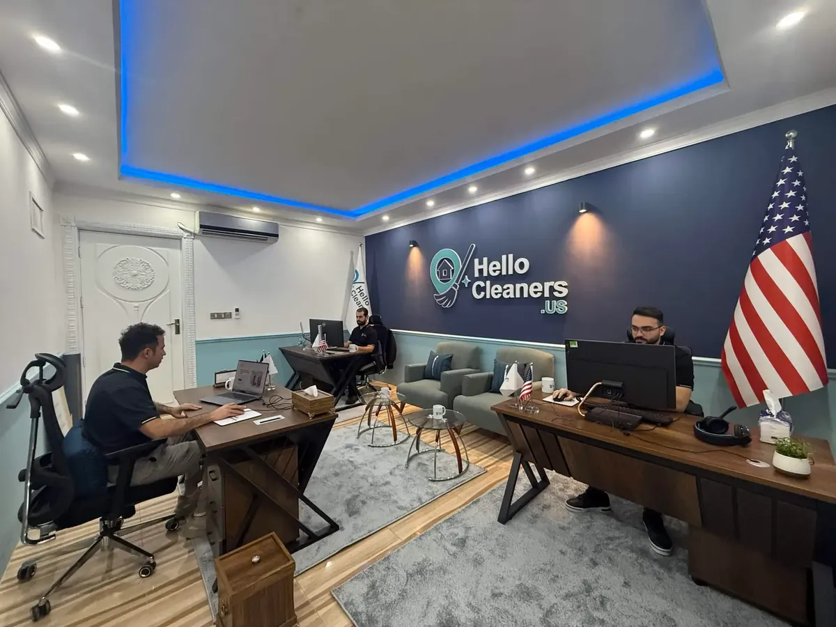 The Hello Cleaners team at the Hello Cleaners office