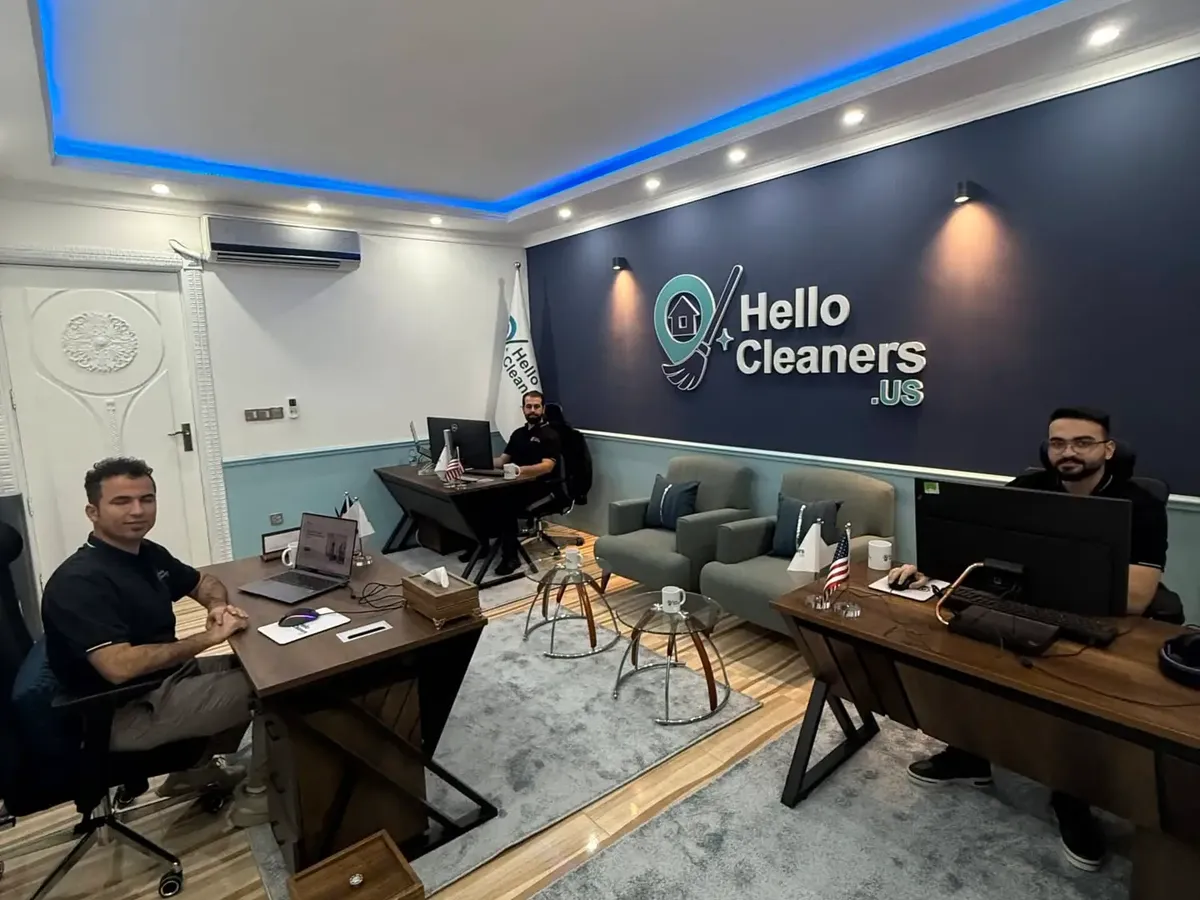 The Hello Cleaners team at the Hello Cleaners office